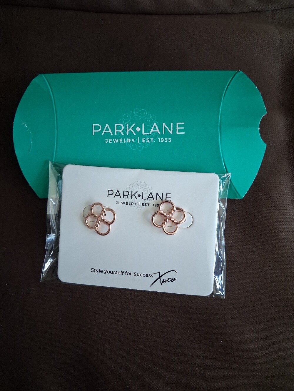 Park Lane Rose Gold Interlocking Flower Stud Earrings